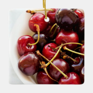 Adorno De Cerámica Fotografía de cerezas rojas frescas en un tazón