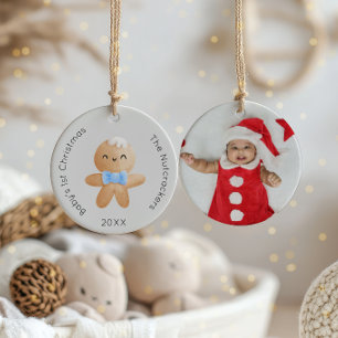 Adorno De Cerámica Fotografía de Cookie para Navidades del bebé de Nu