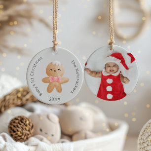 Adorno De Cerámica Fotografía de Cookie para Navidades del bebé de Nu