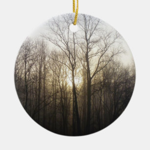 Adorno De Cerámica Fotografía de la naturaleza del amanecer de niebla