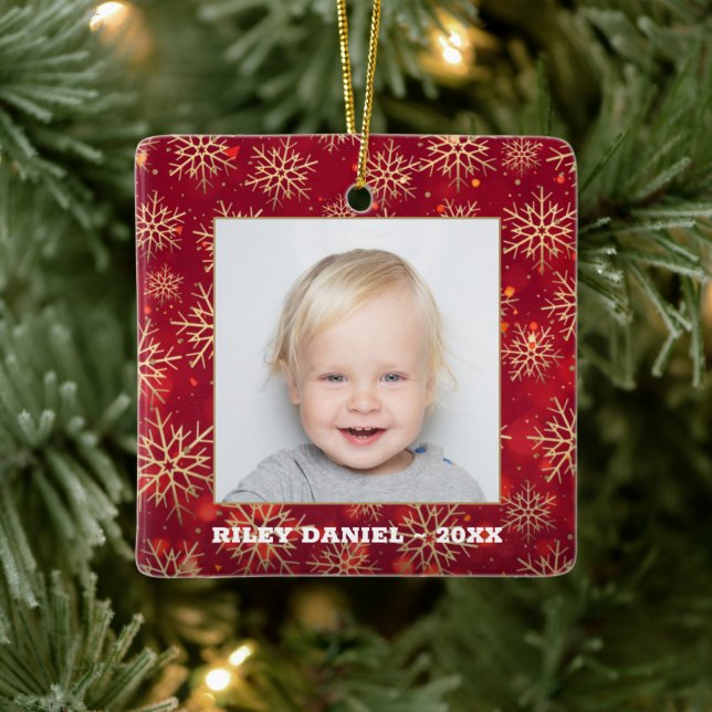 Adorno De Cerámica Fotografía de marco de copo de nieve (Árbol)