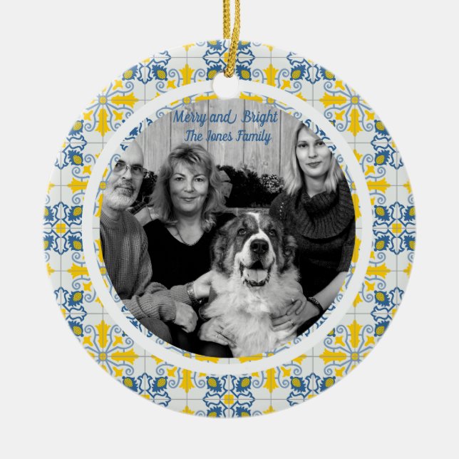 Adorno De Cerámica Fotografía de mosaicos portugueses para Navidades  (Frente)