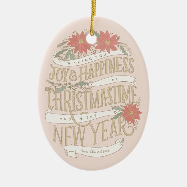 Adorno De Cerámica Fotografía de pancartas y boughes de Poinsettia (Frente)