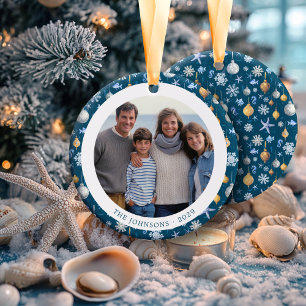 Adorno De Cerámica Fotografía de Snowflakes y Navidades Náuticos