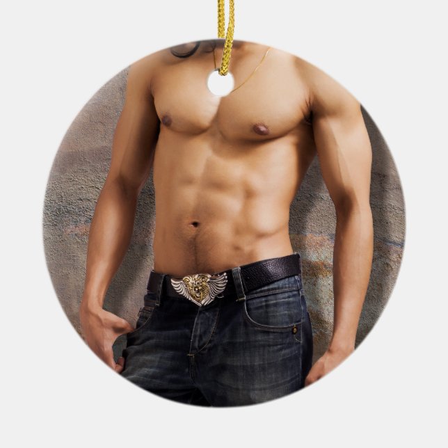 Adorno De Cerámica Fotografía desnuda del pecho del hombre (Frente)