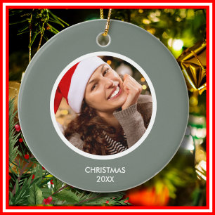 Adorno De Cerámica Fotografía en Monograma de Sage Green & White Mode