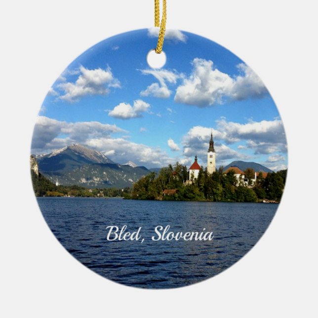 Adorno De Cerámica Fotografía escénica de Bled, Eslovenia (Frente)