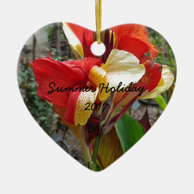 Adorno De Cerámica Fotografía floral de flor roja natural (Frente)