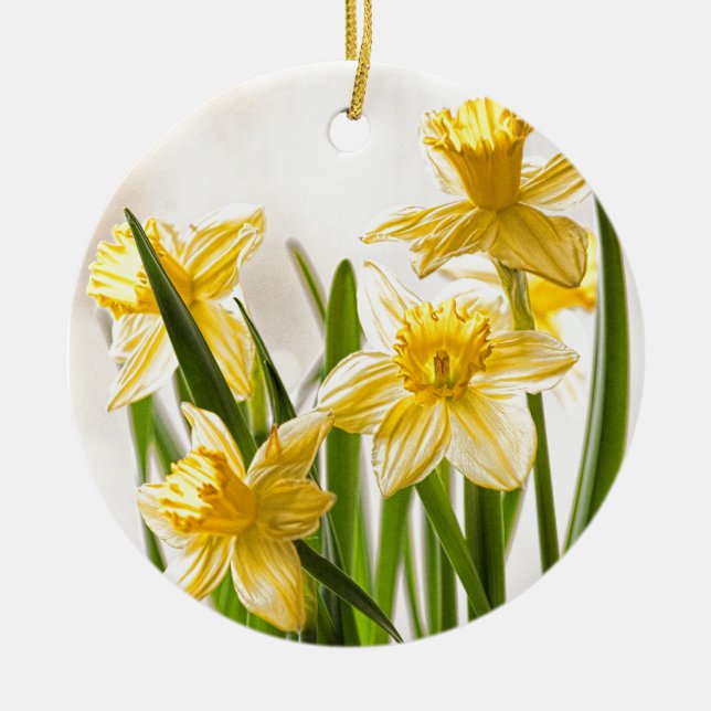 Adorno De Cerámica Fotografía floral:  Narcisos amarillos de la (Frente)