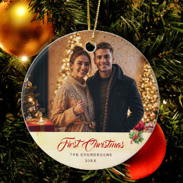 Adorno De Cerámica Fotografía Invierno Acuarela Moderna Primera Navid