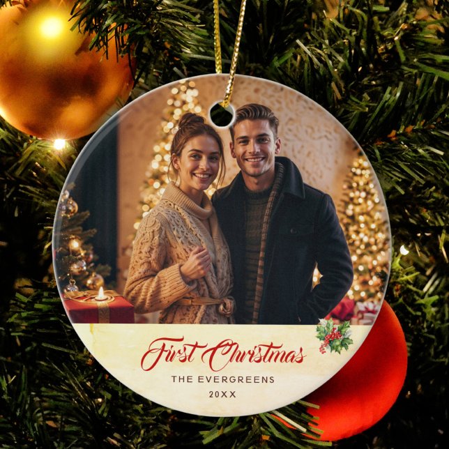 Adorno De Cerámica Fotografía Invierno Acuarela Moderna Primera Navid (Subido por el creador)