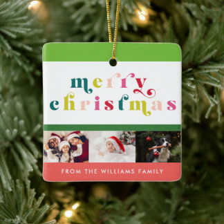 Adorno De Cerámica Fotografía multicoloreada moderna de Feliz Navidad