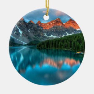 Adorno De Cerámica Fotografía paisajística de Montaña y Lago Escénico