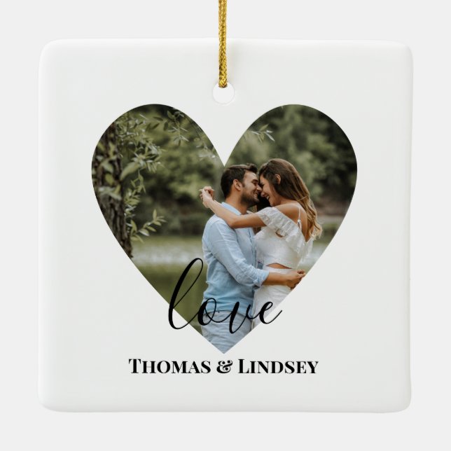 Adorno De Cerámica Fotografía personalizada Fotocardiaca Frame Modern (Reverso)