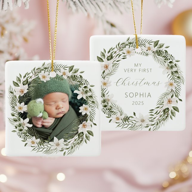 Adorno De Cerámica Fotografía personalizada Primer bebé de Navidad Wo (Subido por el creador)