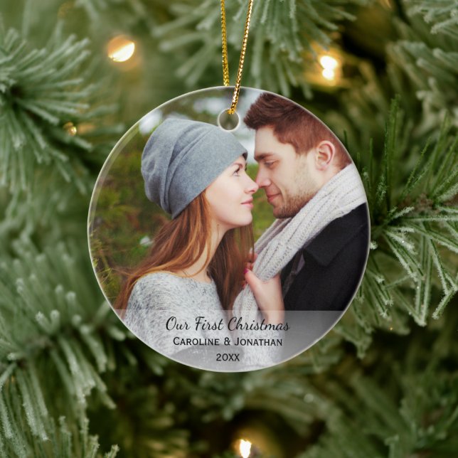 Adorno De Cerámica Fotografía personalizada y recién casada Nuestra p (Árbol)