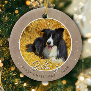 Adorno De Cerámica Fotografía ruidosa del primer perro de Navidad