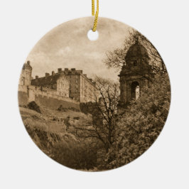 Adorno De Cerámica Fotografía Sepia del Castillo de Edimburgo