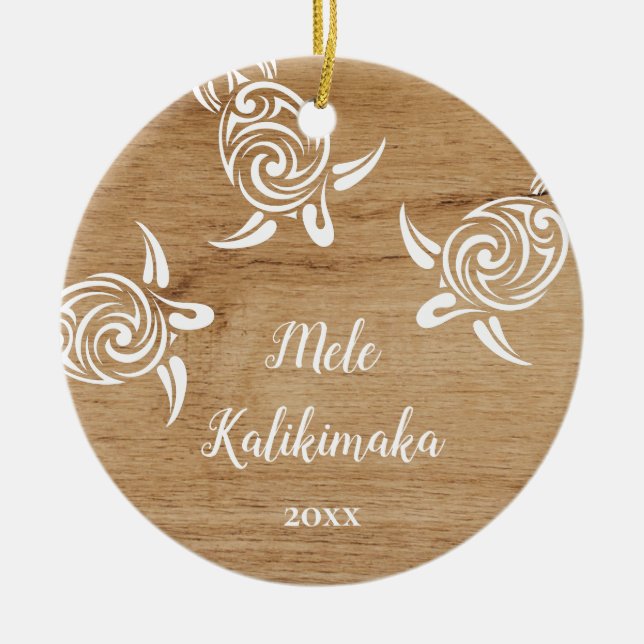 Adorno De Cerámica FOTOGRAFÍA Tortugas blancas | Mele Kalikimaka (Frente)