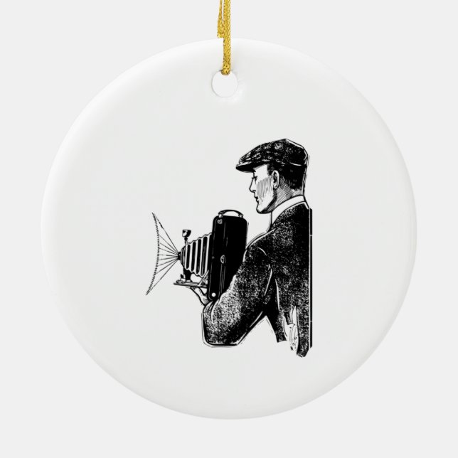 Adorno De Cerámica Fotógrafo clásico - Cámara de época (Atrás)