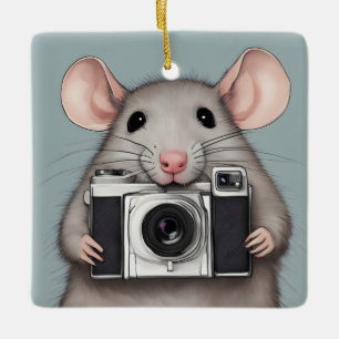 Adorno De Cerámica Fotógrafo de Cute Rat