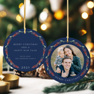 Adorno De Cerámica Fotos botánicas de Merry Christmas Holly