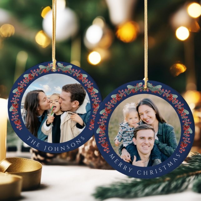 Adorno De Cerámica Fotos botánicas de Merry Christmas Holly (Subido por el creador)