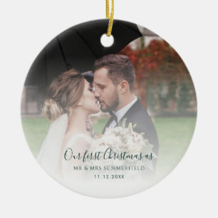 Adorno De Cerámica Fotos de Boda 1er Navidad como Señor y Señora