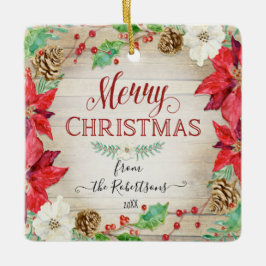 Adorno De Cerámica Fotos de la familia Wreath de navidad