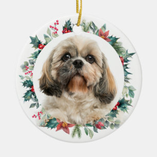 Adorno De Cerámica Fotos de perros Mascotas de Berry Christmas Berrie