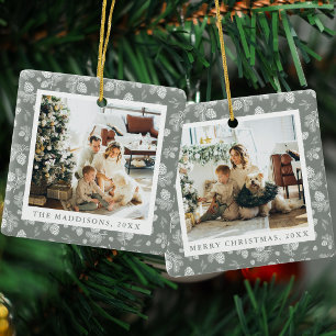 Adorno De Cerámica Fotos de piñas y hojas de pino verdes de Navidad