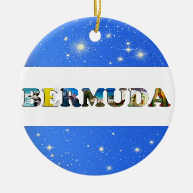 Adorno De Cerámica Fotos de viaje de Bermudas Navidades Tropical Blue (Frente)