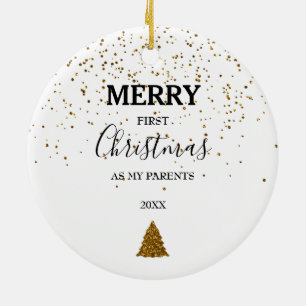 Adorno De Cerámica Fotos del bebé de los padres navideños