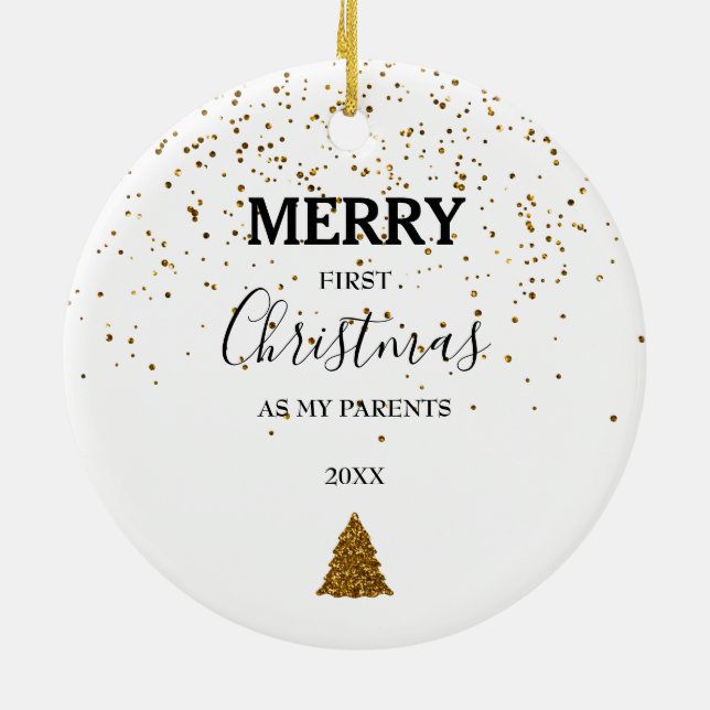 Adorno De Cerámica Fotos del bebé de los padres navideños (Atrás)