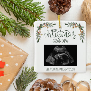 Adorno De Cerámica Fotos del ultrasonido del abuelo de navidad de Fel