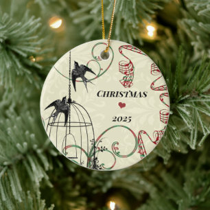 Adorno De Cerámica Fotos familiares pájaros y jaula de pájaros en Dam