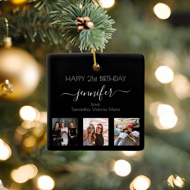 Adorno De Cerámica Fotos mejores amigos cumpleaños moda blanca negra (Subido por el creador)