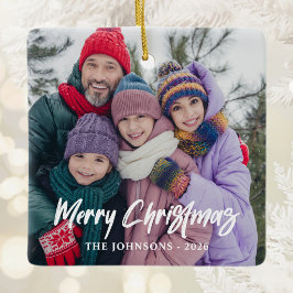 Adorno De Cerámica Fotos modernas de Navidad con letra de pincel