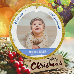 Adorno De Cerámica Fotos Modernas Lindas 2 Bebé Niño Primera Navidad