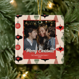 Adorno De Cerámica Fotos navideñas merry Mid Century Modern