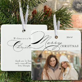 Adorno De Cerámica Fotos navideñas y caligrafía elegante