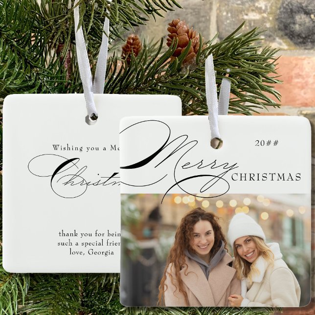 Adorno De Cerámica Fotos navideñas y caligrafía elegante (Subido por el creador)