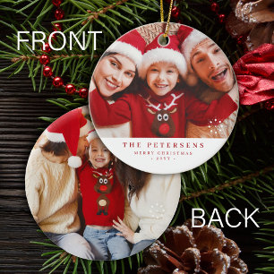 Adorno De Cerámica Fotos personalizadas de la familia 2 caras Navidad