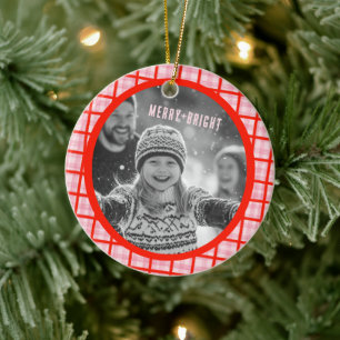 Adorno De Cerámica Fotos personalizadas de Navidad con cuadros escoce