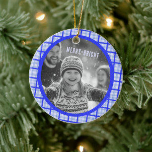 Adorno De Cerámica Fotos personalizadas de Navidad con cuadros escoce