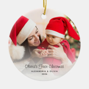 Adorno De Cerámica Fotos personalizadas del primer bebé en Navidad