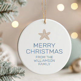 Adorno De Cerámica Fotos Starfish de la familia Feliz Navidad