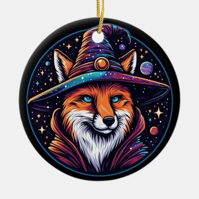 Adorno De Cerámica Fox de fantasía - Asistente Celestial (Frente)