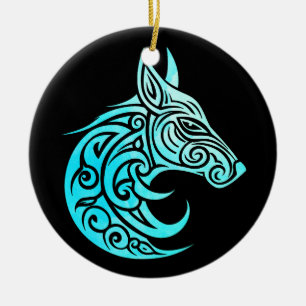 Adorno De Cerámica Fox de invierno nórdico céltico