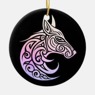 Adorno De Cerámica Fox de invierno nórdico céltico